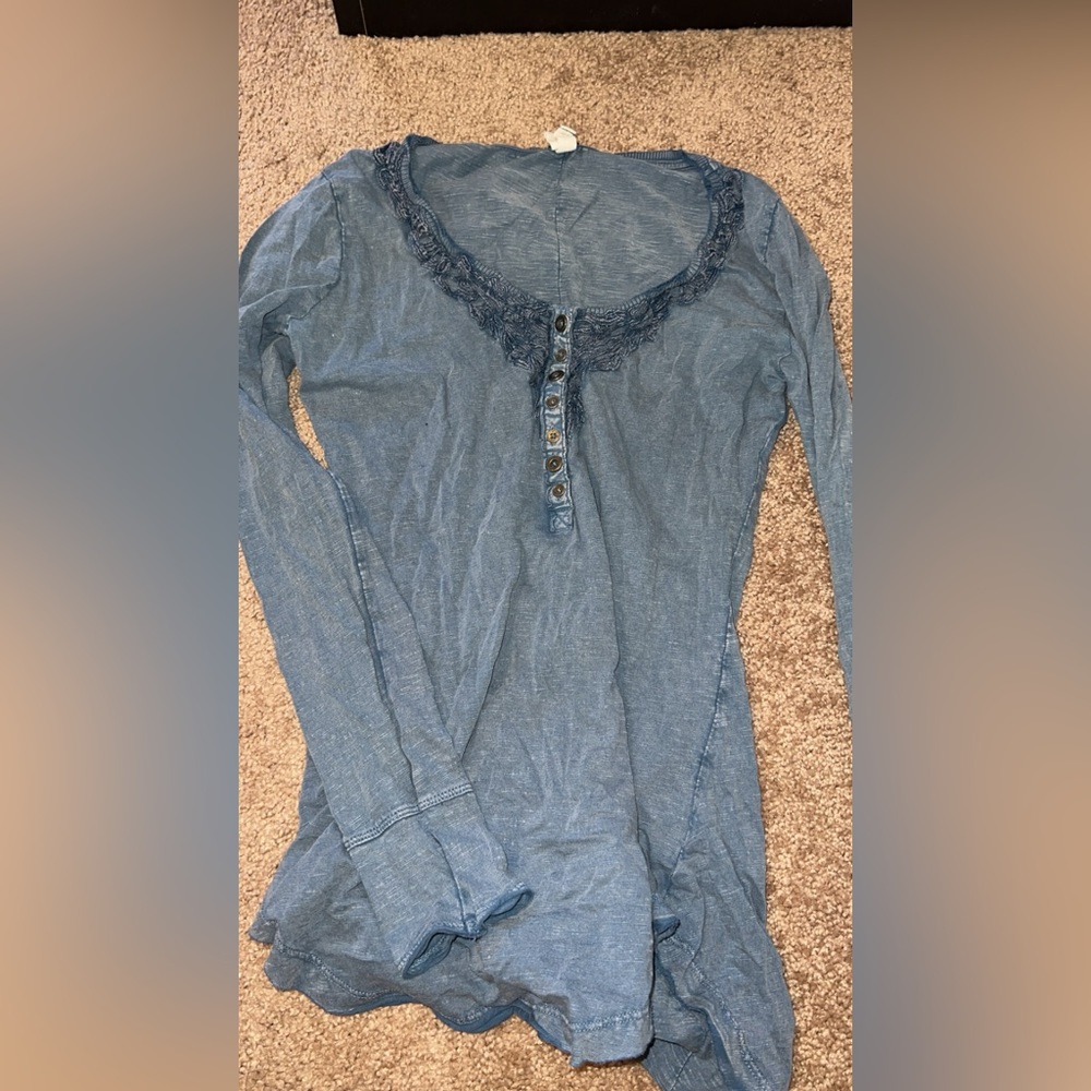 We The Free Blue Long Sleeve Top